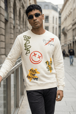 Feel the Rhythm Cannoli Cream Printed Full Sleeves Unisex Sweatshirt