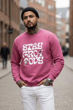 Stay Groovy Mauve Printed Full Sleeves Unisex Sweatshirt