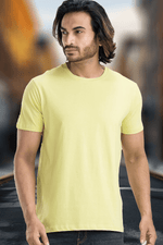 Men's Solid Basic Tender Yellow T-Shirt