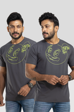 Souped Up Mania Dark Gray 4 Way Stretch Printed T-Shirt