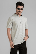 VibeSoft Light Blue Printed Polo T-shirt