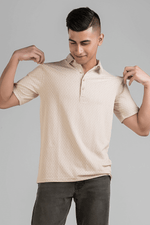 VibeSoft Peach Printed Polo T-shirt