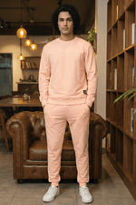 Dapper Tranquil Peach Cotton Sweatshirt & Joggers Co-Ord Set