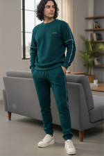 Vogue Verve Bottlegreen Cotton Sweatshirt & Joggers Co-Ord Set