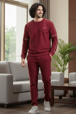 Vogue Verve Maroon Cotton Sweatshirt & Joggers Co-Ord Set