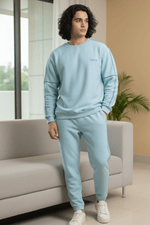 Vogue Verve Sky Blue Cotton Sweatshirt & Joggers Co-Ord Set