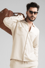 Haven Light Beige Full Sleeves Waffle Knit Shacket