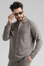 Haven Grey Full Sleeves Waffle Knit Shacket