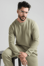 Haven Sage Green Full Sleeves Waffle Knit T-Shirt