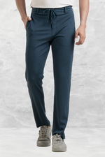 FlexiFit Teal Blue Casual Trouser Pants - Stretchable Comfort with Pockets