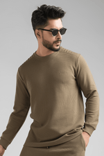 Haven Dark Olive Full Sleeves Waffle Knit T-Shirt