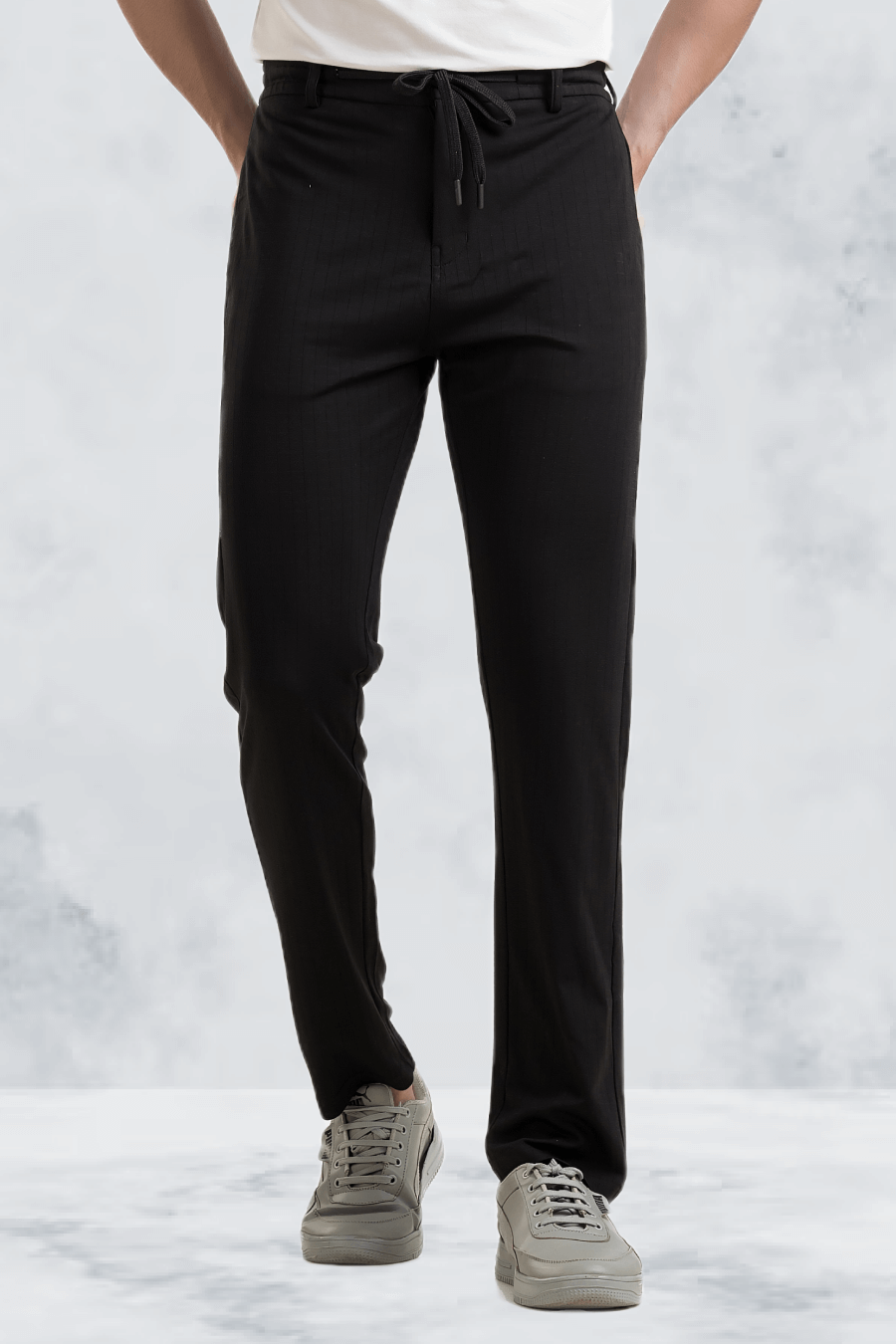 FlexiFit Black Casual Trouser Pants Stretchable Comfort with Pockets