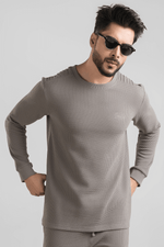 Haven Grey Full Sleeves Waffle Knit T-Shirt