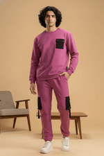 Elite Urbane Mauve Cotton Elastane Sweatshirt & Joggers Co-Ord Set