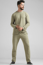 Sage Green Waffle Knit Structured Co-Ord Set | Full T-Shirt & Pant