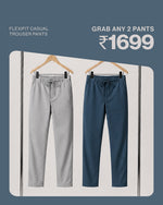 FlexiFit Premium Stretch Trouser Pants – Teal & Grey Combo