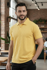 Monarch Yellow Half Sleeves Structured Polo T-Shirts