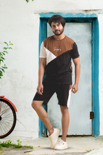 Souped Up Cut & Sew Co-Ords - Half Sleeves T-Shirt with Shorts