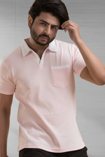 Zephyr Zest Light Violet Half Sleeves Cotton Polo T-Shirt