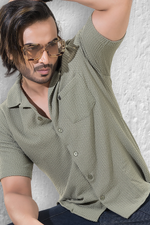 Sublime Solid Olive Half Sleeves Shirt