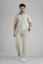 VibeSoft Printed Light Blue Printed Co-Ord Set | Polo with Pants