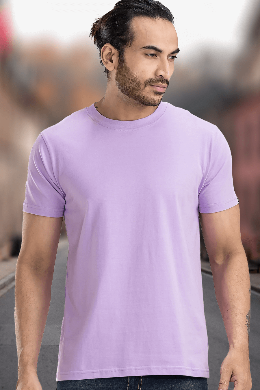 Men's Solid Basic Light Violet T-Shirt - Main Image