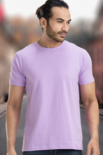 Men's Solid Basic Light Violet T-Shirt