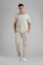 VibeSoft Printed Grey Printed Co-Ord Set | Polo with Pants