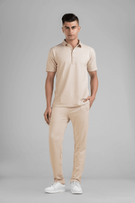 VibeSoft Printed Peach Printed Co-Ord Set | Polo with Pants