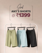 Island Ease 3 Color Combo Shorts - Light Olive, Sky Blue, Black