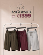 Island Ease 3 Color Combo Shorts - Dark Olive, Wine, Grey