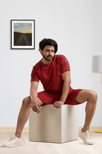 Souped Up Maroon Co-Ord Set - Half Sleeves T-Shirt with Shorts