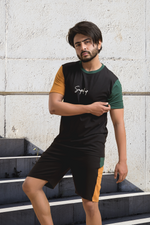 Souped Up Black Co-Ord Set - Half Sleeves T-Shirt with Shorts
