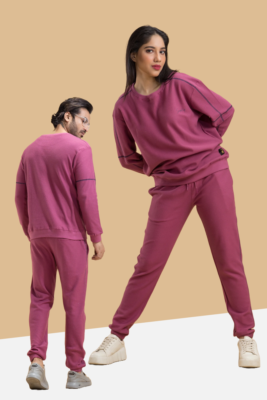 Vogue Verve Mauve Unisex Sweatshirt Joggers Co Ord Set
