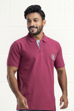 Distinct Solid Sangria Half Sleeves Cotton Polo T-Shirt