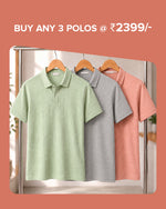 Monarch 3 Color Combo Polo T-Shirts - Light Grey, Peach & Light Green