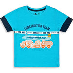 Construction Team Curious Blue Printed Boys T-Shirt 2-8 Yrs