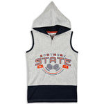 Sporty Gray Printed & Embroidered Sleeveless Boys Hood 8-14 Yrs