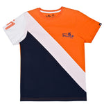 Cut & Sew Orange White Navy Boys T-Shirt 8-14 Yrs