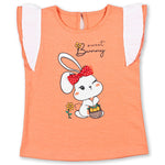Sweet Bunny Peach Printed Girls Top 2-8 Yrs
