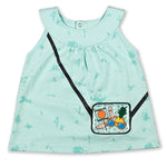 Summer Time Light Turquoise Printed Sleeveless Girls Top 2-8 Yrs