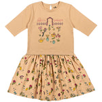 Pretty Garden Beige Printed Girls Top With Beige Skirt 8-14 Yrs