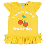 Fruity Day Vivid Yellow Printed Girls Top 8-14 Yrs