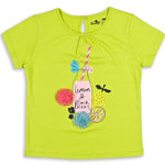 Summer Drink Lime Green Printed Girls Top 8-14 Yrs