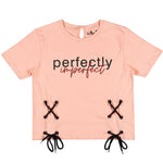 Perfectly Unperfect Peach Printed Girls Top 8-14 Yrs