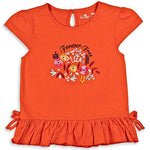 Forever Free Vivid Orange Printed Girls Top 8-14 Yrs