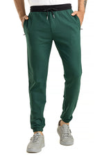 Men's Casual Cotton Bottle Green Joggers