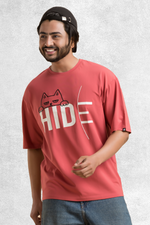 Hide English Red Oversized 4 Way Stretch Printed T-Shirt