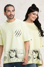 Comic Strip Pale Yellow Unisex Oversized Printed T-Shirt