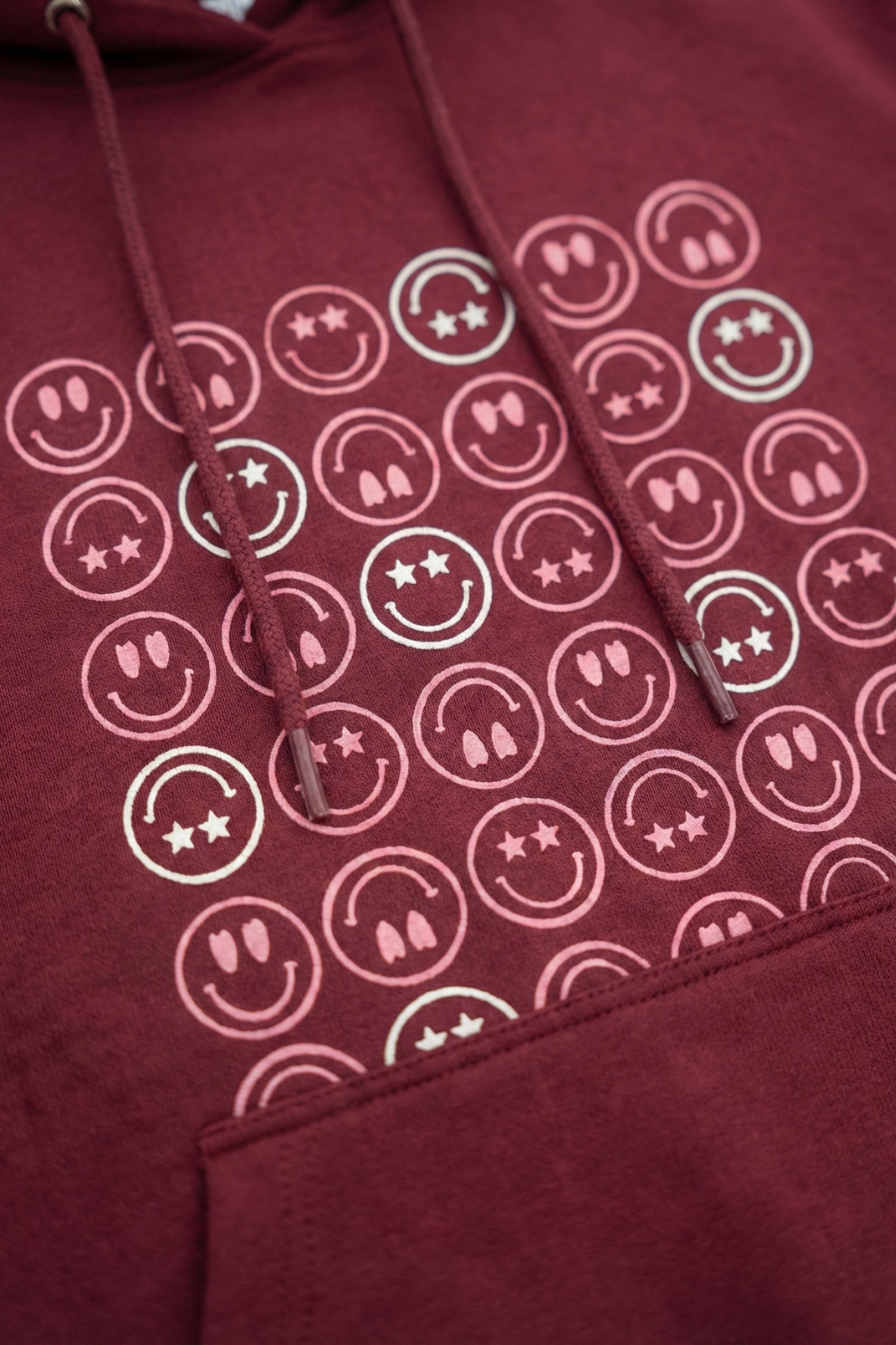 Happy-Go-Lucky Maroon Printed Full Sleeves Unisex Hoodie